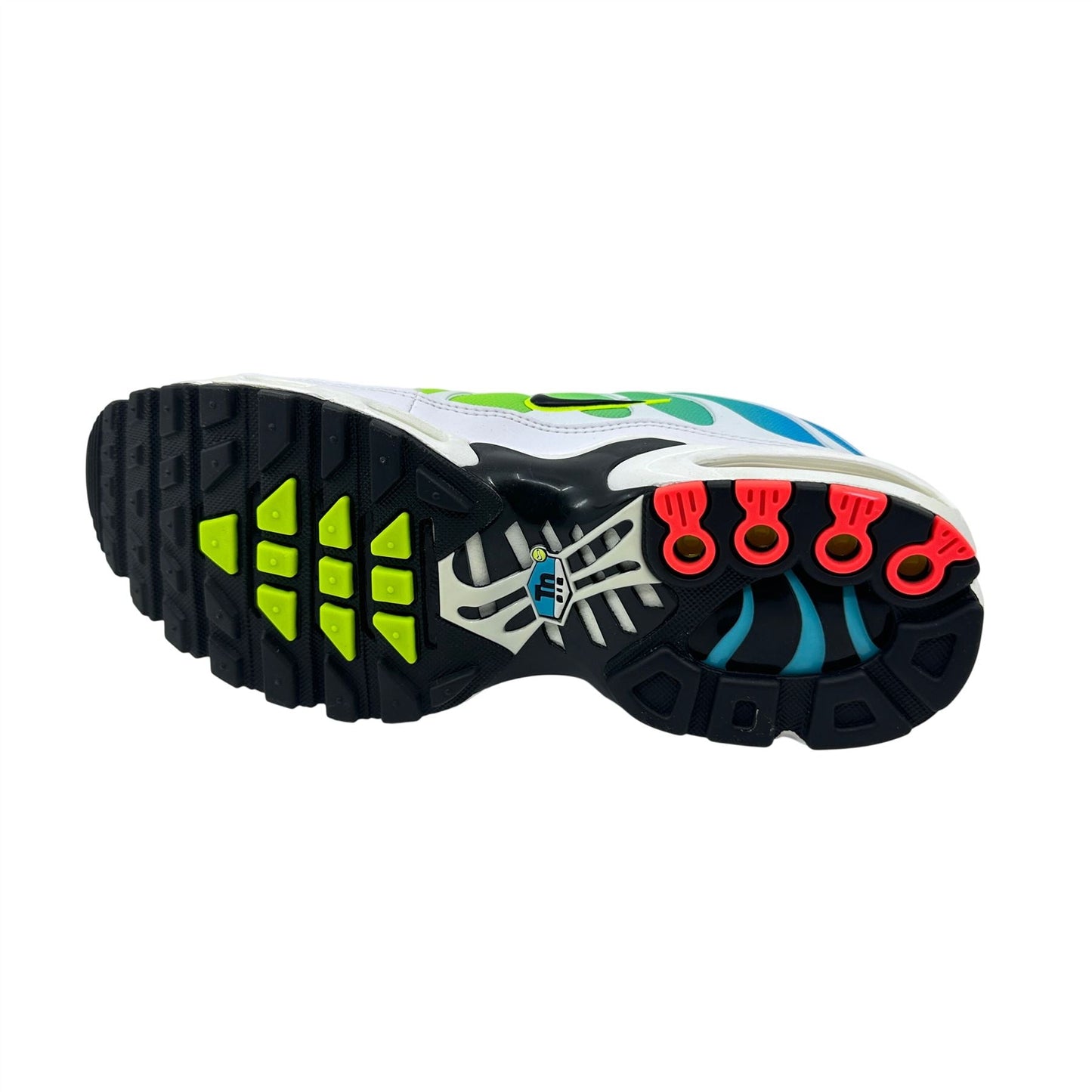 Nike Air Max Plus Worldwide White Black Blue Volt Mens Athletic Sneaker