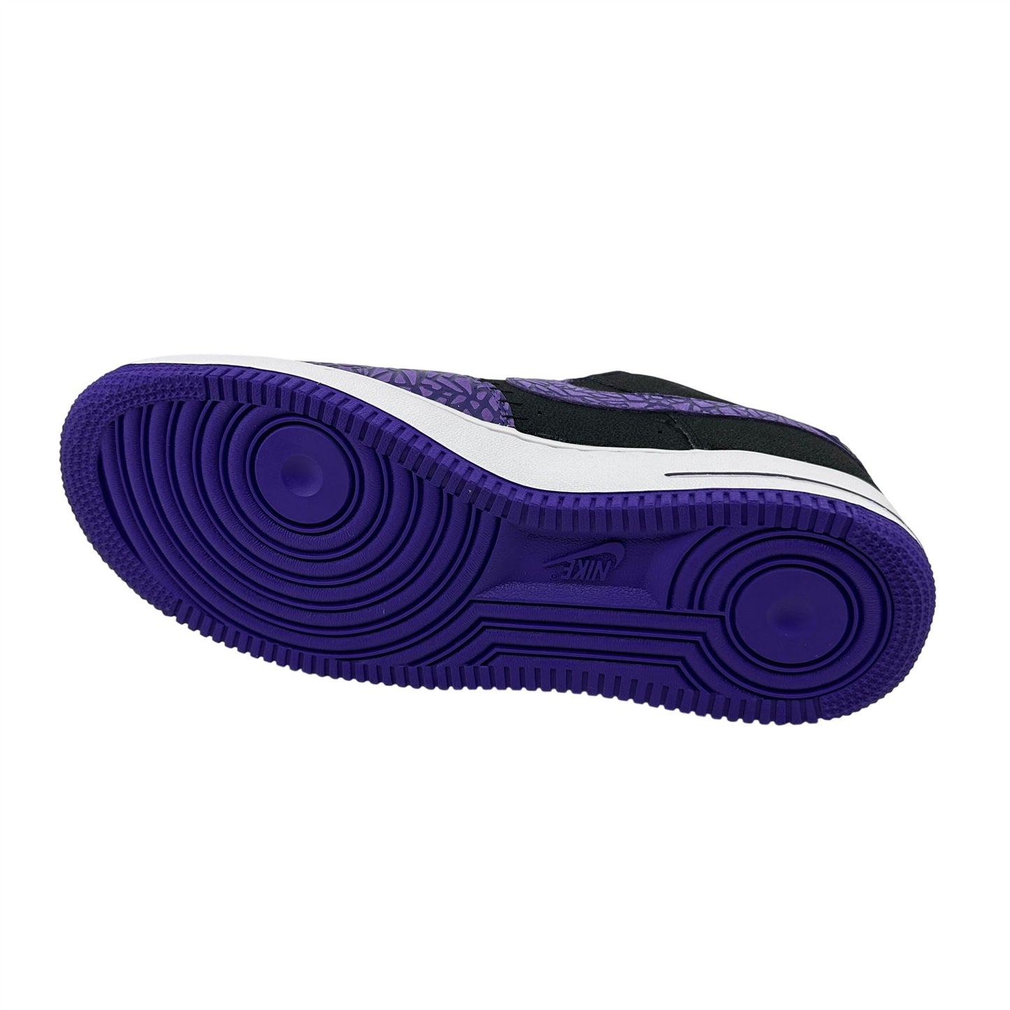 Nike Air Force 1 Black Court Purple Mens Athletic Crackled Gozilla Sneaker
