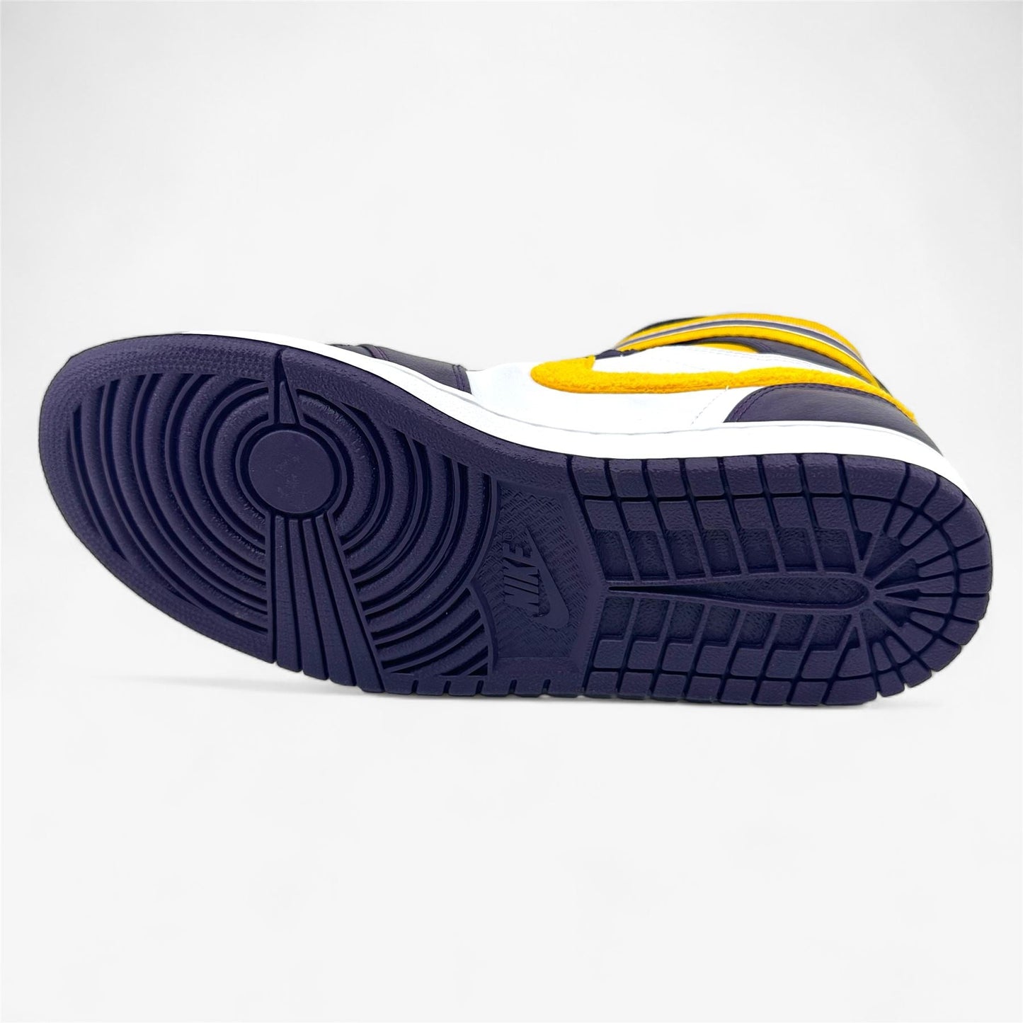 Jordan Air Jordan 1 High Strap Grand Purple Varsity Maize White Mens LA Lakers Sneaker