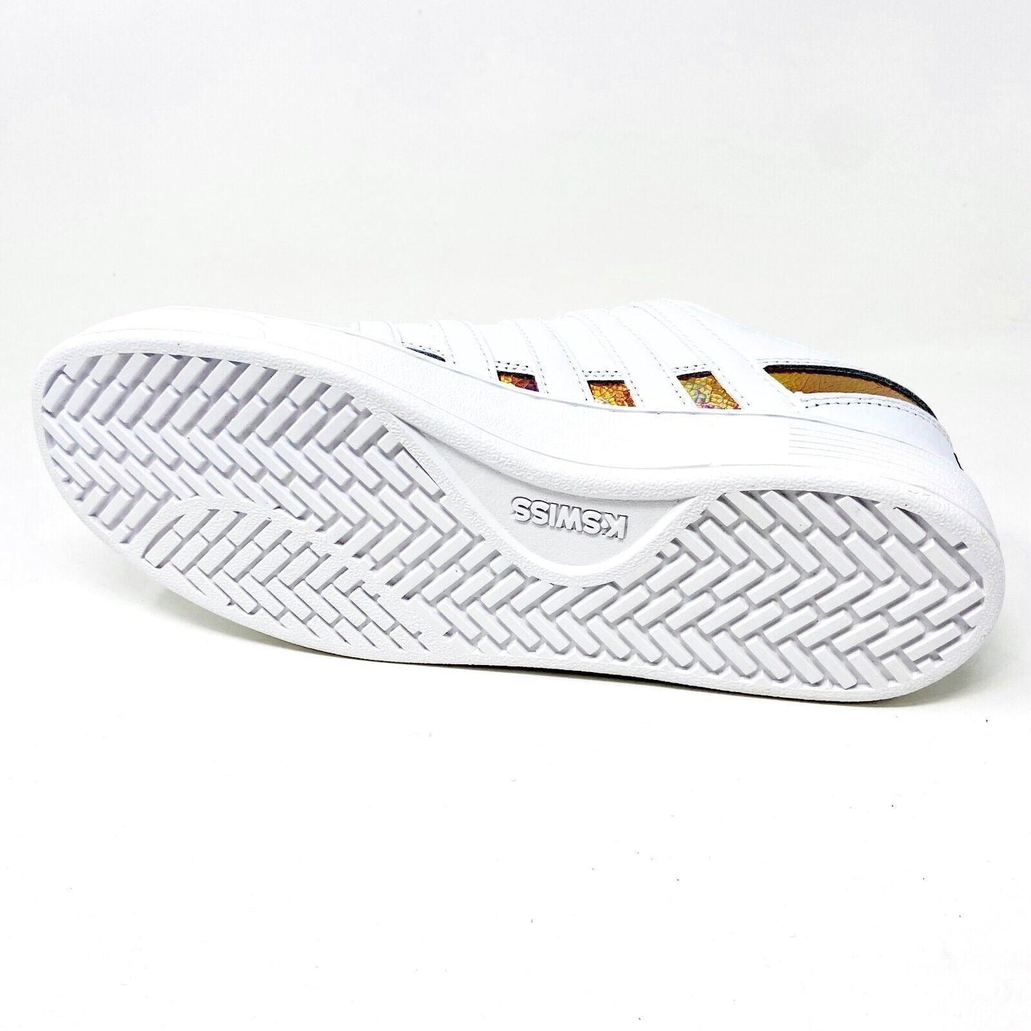 K-Swiss Ramli Court White Cracked Metallic Womens Casual Sneakers 96999 120