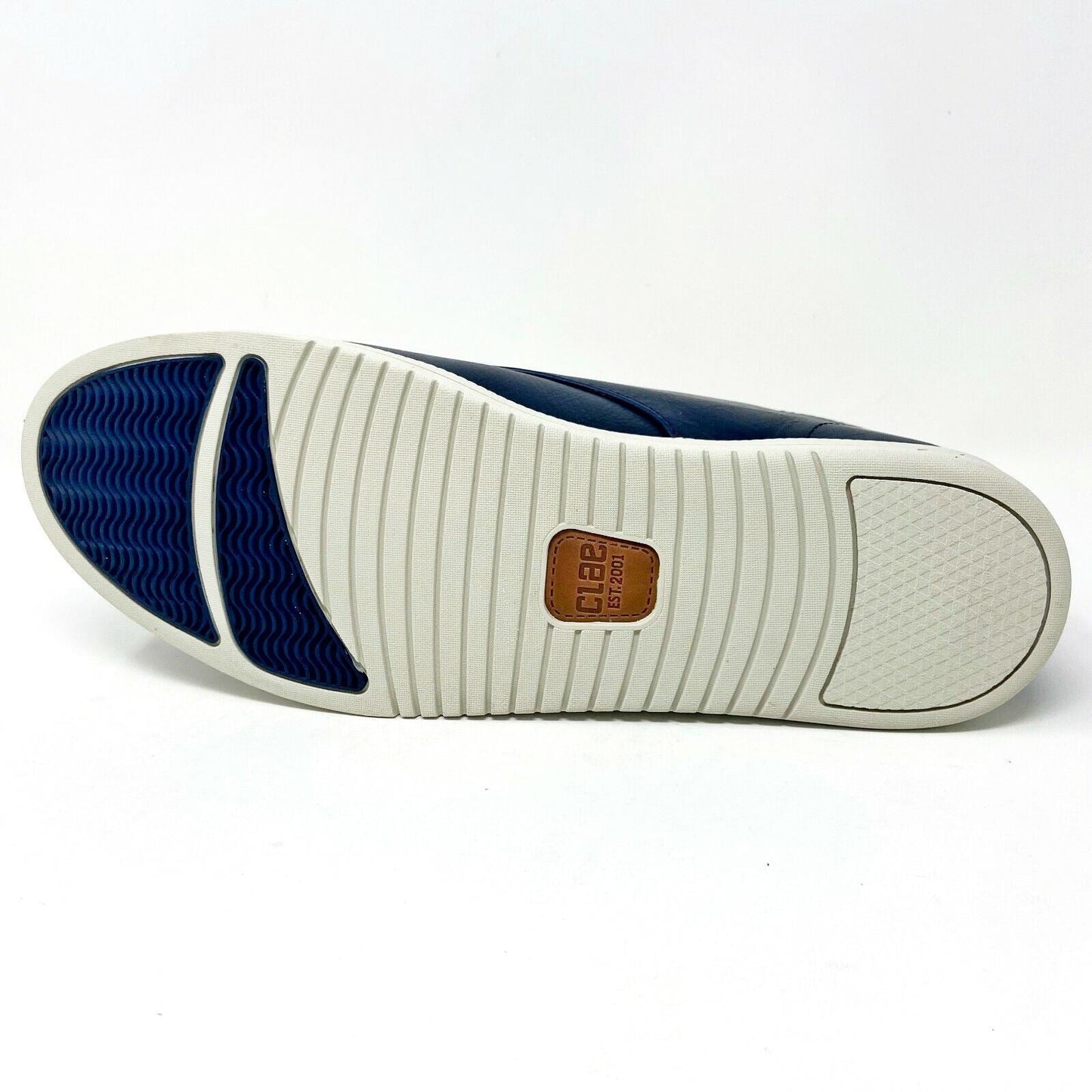 Clae Strayhorn Leather Navy Leather Mens Casual Sneakers