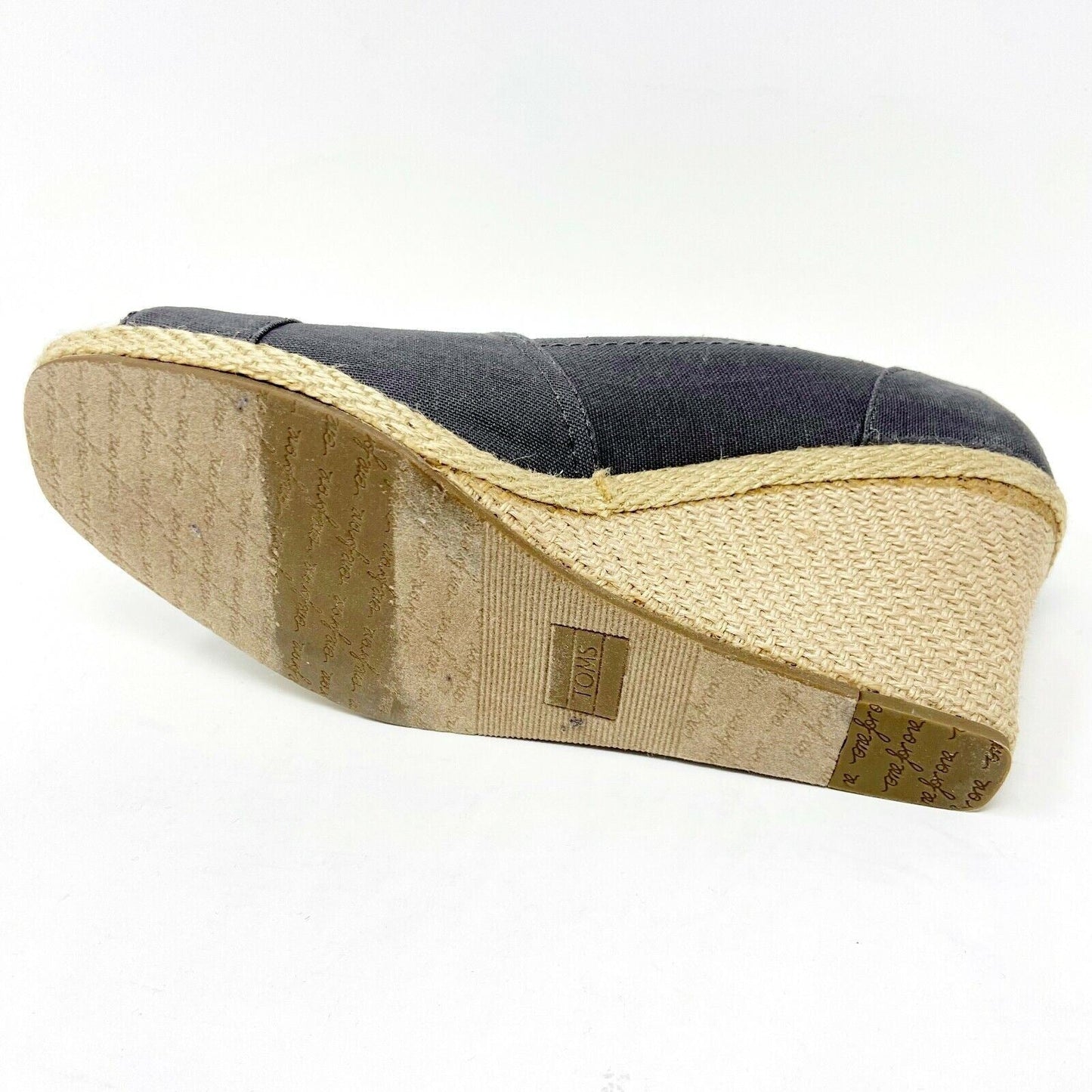 Toms Wedge Ash Canvas Womens Open Toe Heel Casual Booties