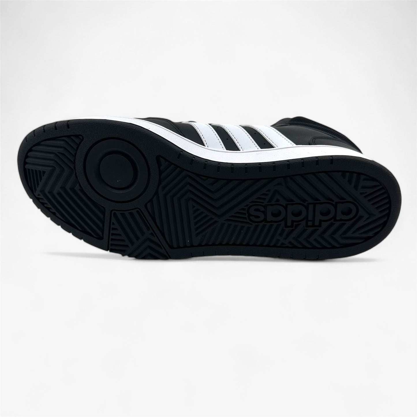Adidas Hoops 3.0 Mid Black White Mens Athletic Sneaker