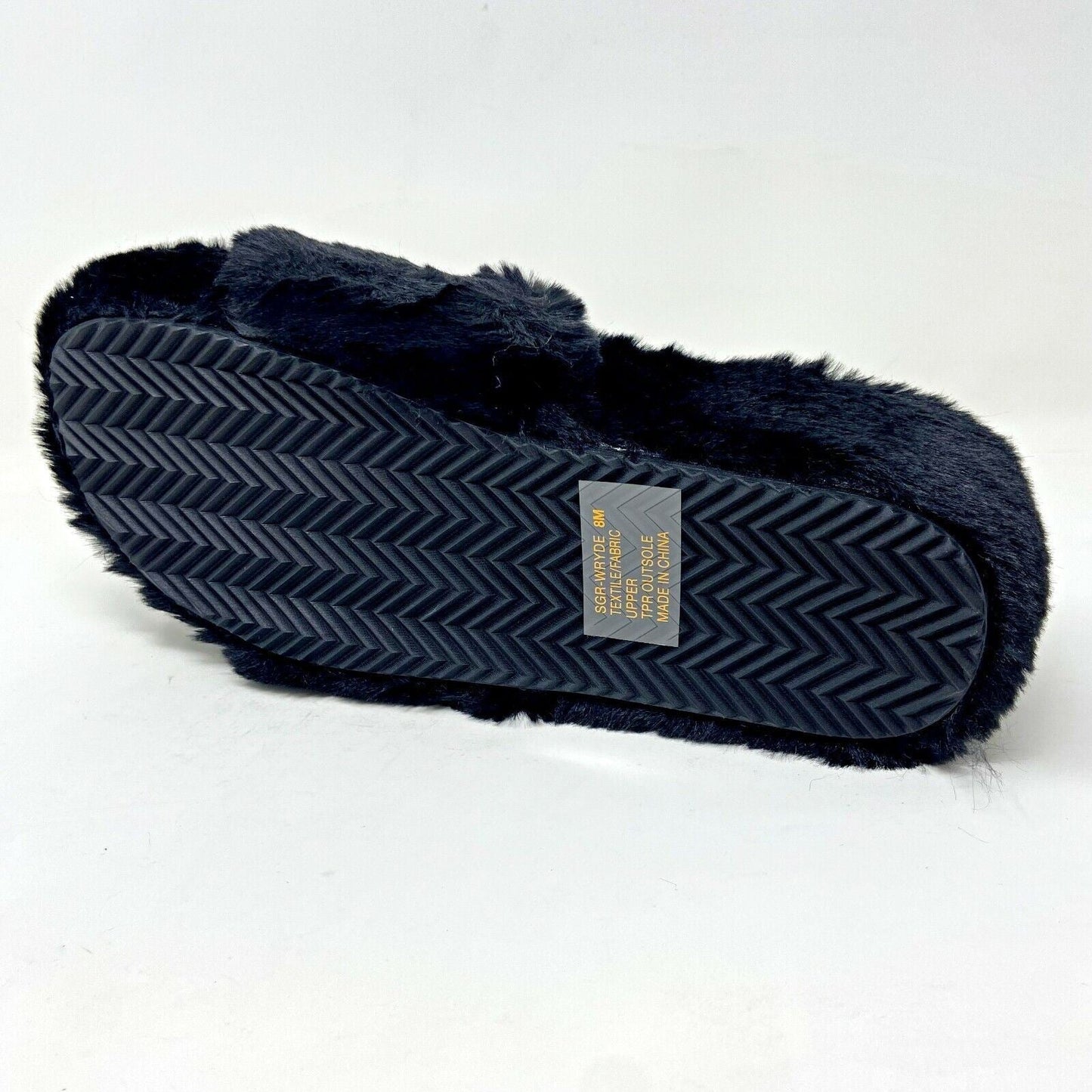 Sugar Wryde Black Platform Fluffy Slip On Womens Fur Slipper Warm Sandals