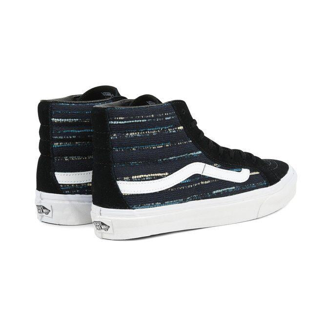 VANS Sk8 Hi Slim (Italian Weave) Black Navy Sneakers Womens Size 5