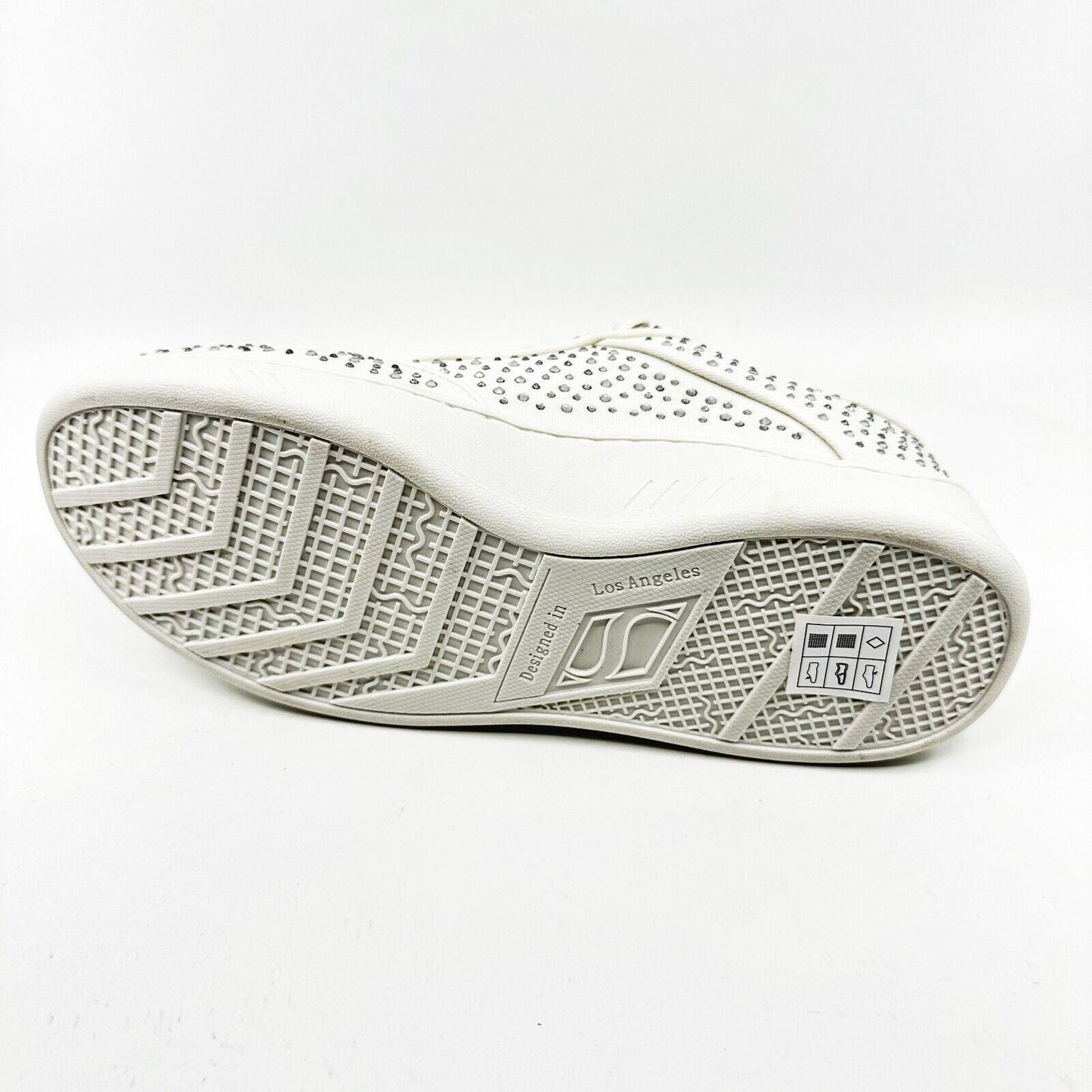 Skechers Upbeats Shiny Stepper White Silver Womens Size 8 Comfort Sneakers