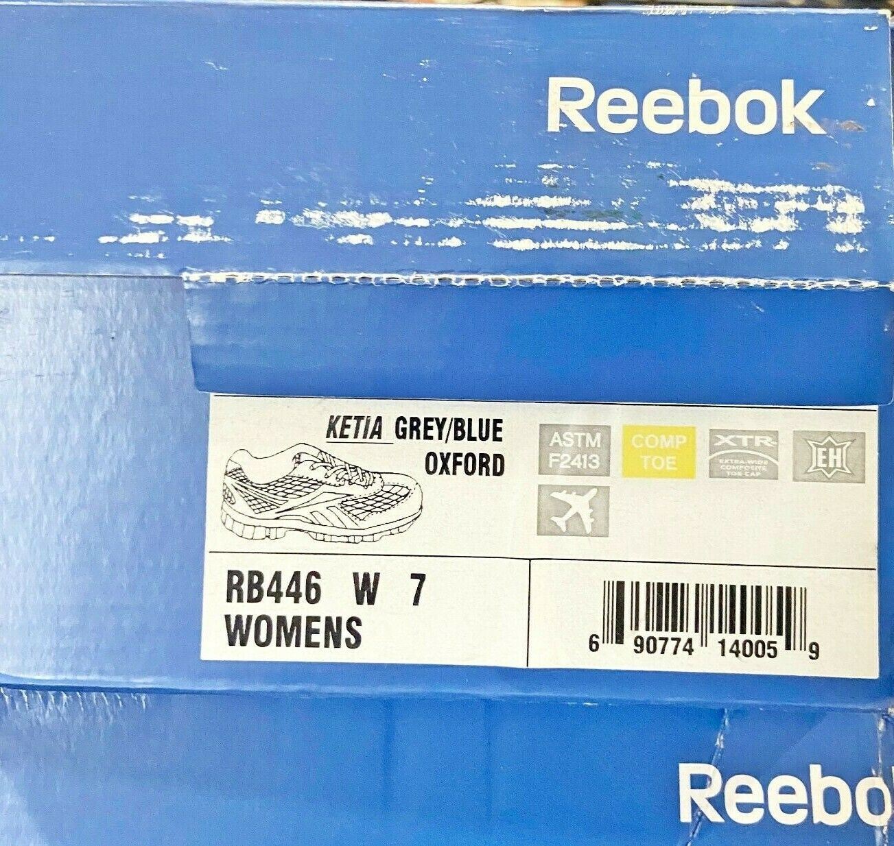 Reebok Work Ketia Grey Blue Oxford Womens Composite Toe Sneakers RB446