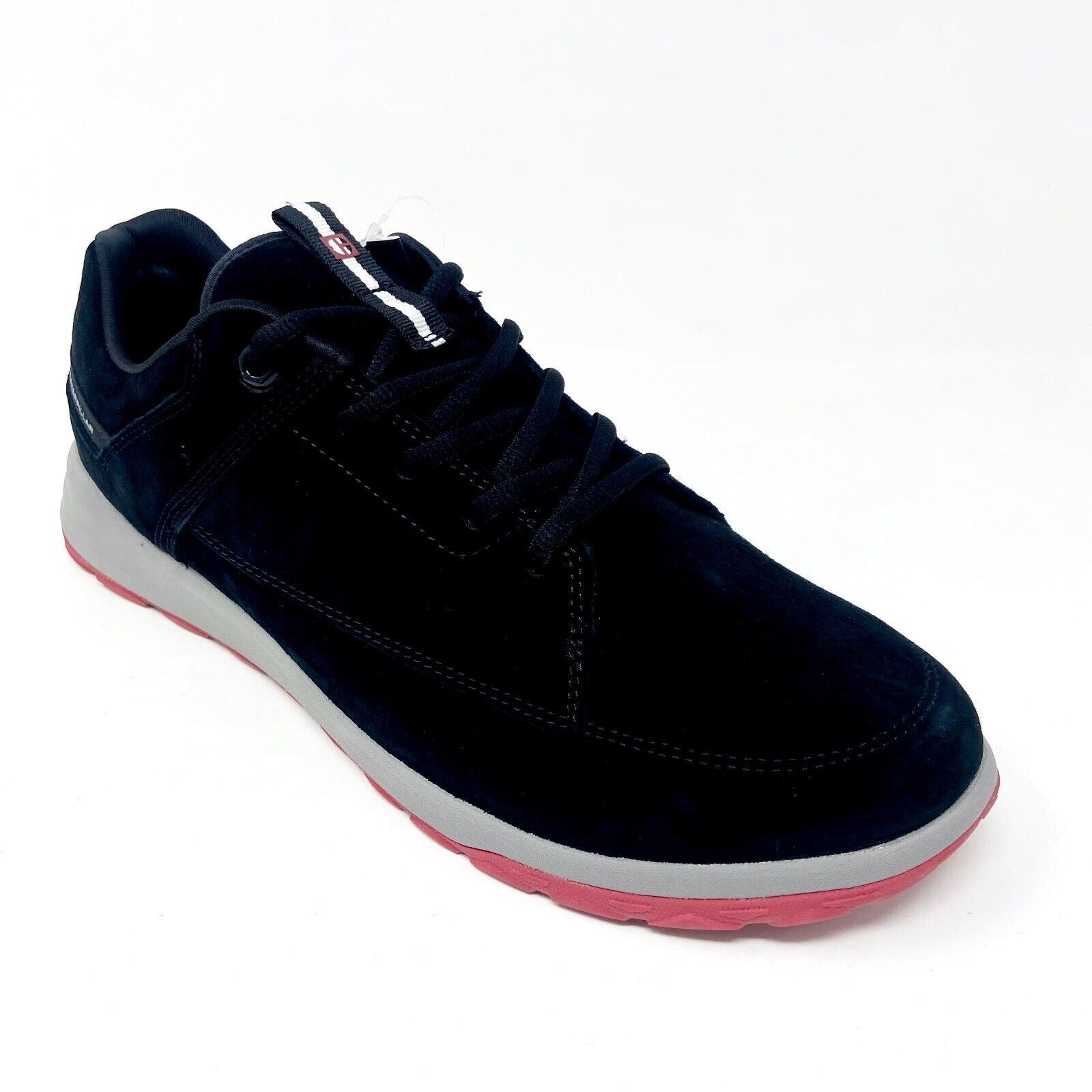 Caterpillar CAT Quest Black Red Mens Suede Casual Shoes Sneakers P724162