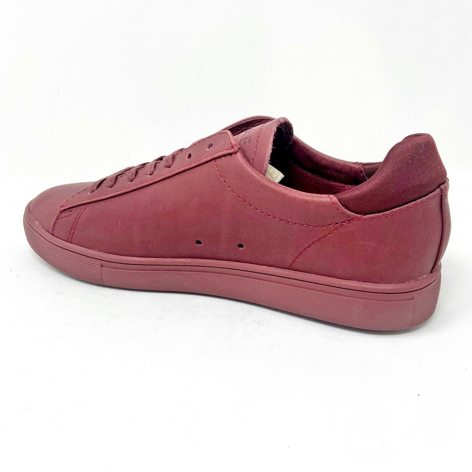 Clae Bradley Merlot Full Grain Leather Red Mens Premium Casual Sneakers