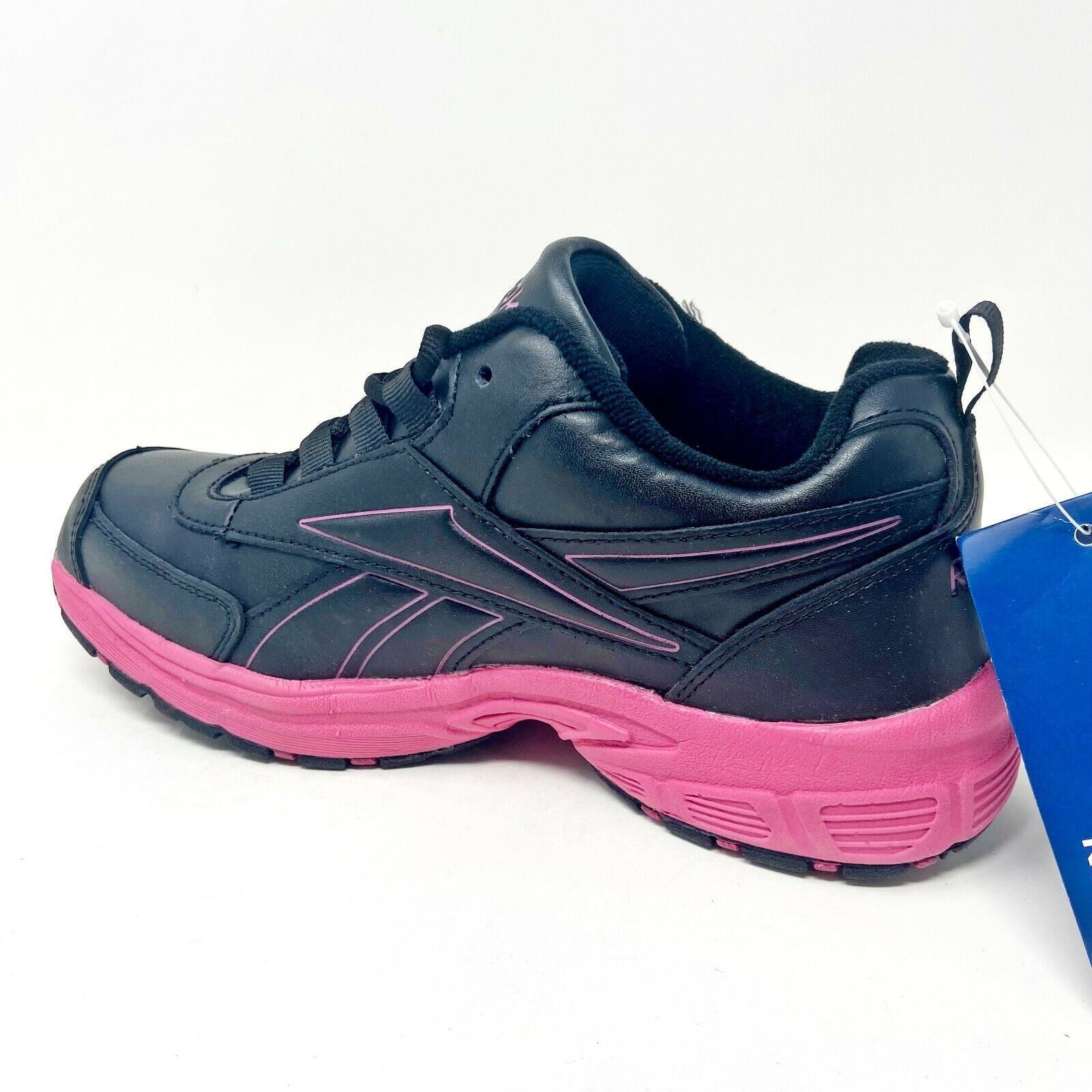 Reebok Work Oxford Black Pink Womens Size 6.5 Steel Toe Sneakers RB482