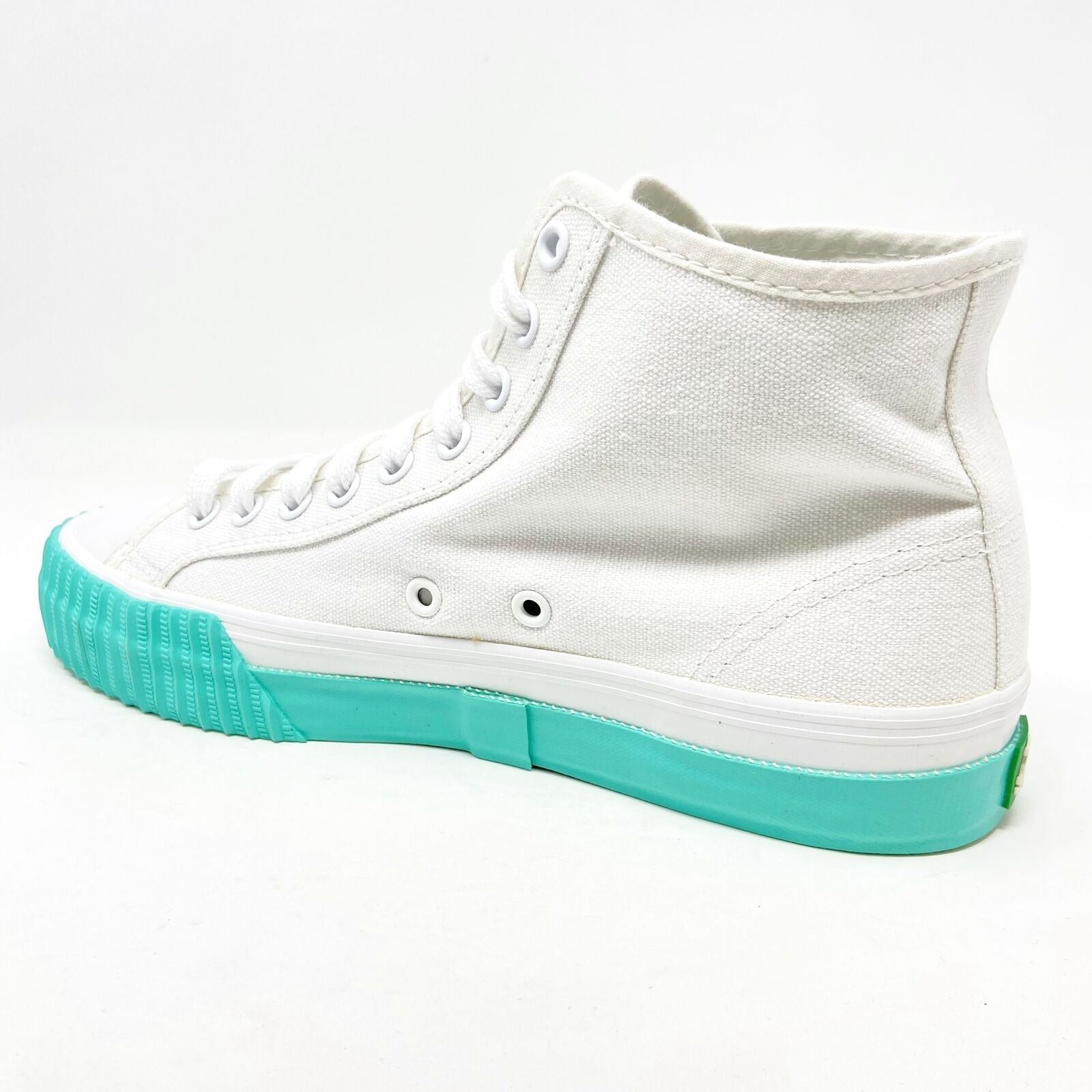 PF Flyers Center Hi White Teal Womens Retro Casual Sneakers PM12OH1W