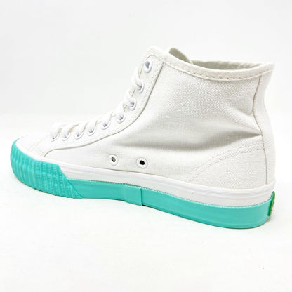 PF Flyers Center Hi White Teal Womens Retro Casual Sneakers PM12OH1W