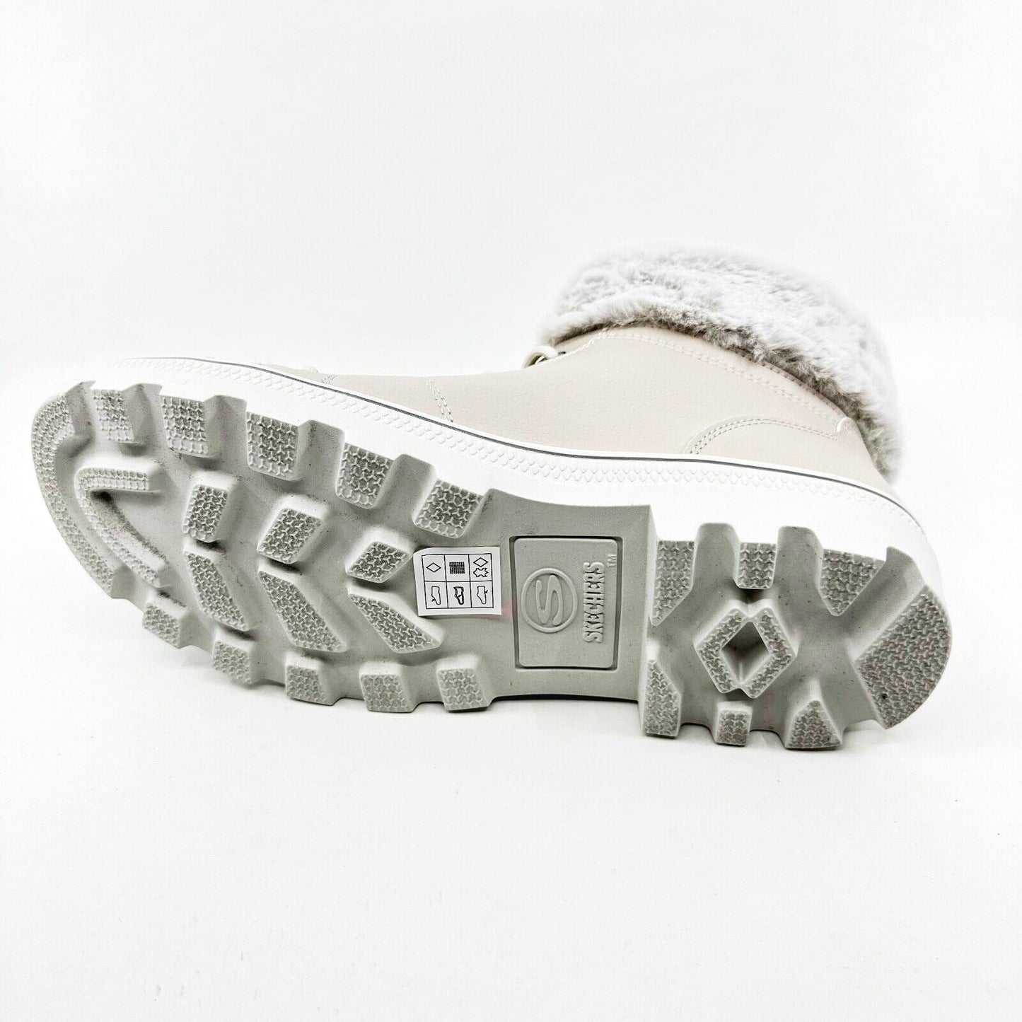 Skechers Roadies Top It Off Off White Womens Combat Boots Comfort Shoes