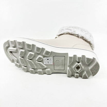Skechers Roadies Top It Off Off White Womens Combat Boots Comfort Shoes
