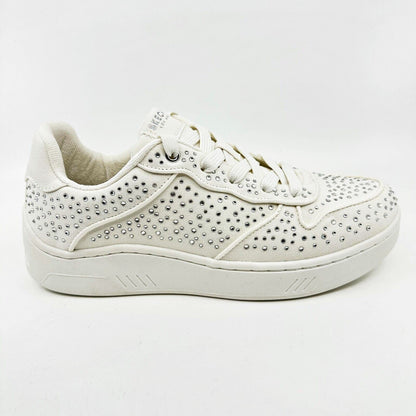 Skechers Upbeats Shiny Stepper White Silver Womens Size 8 Comfort Sneakers