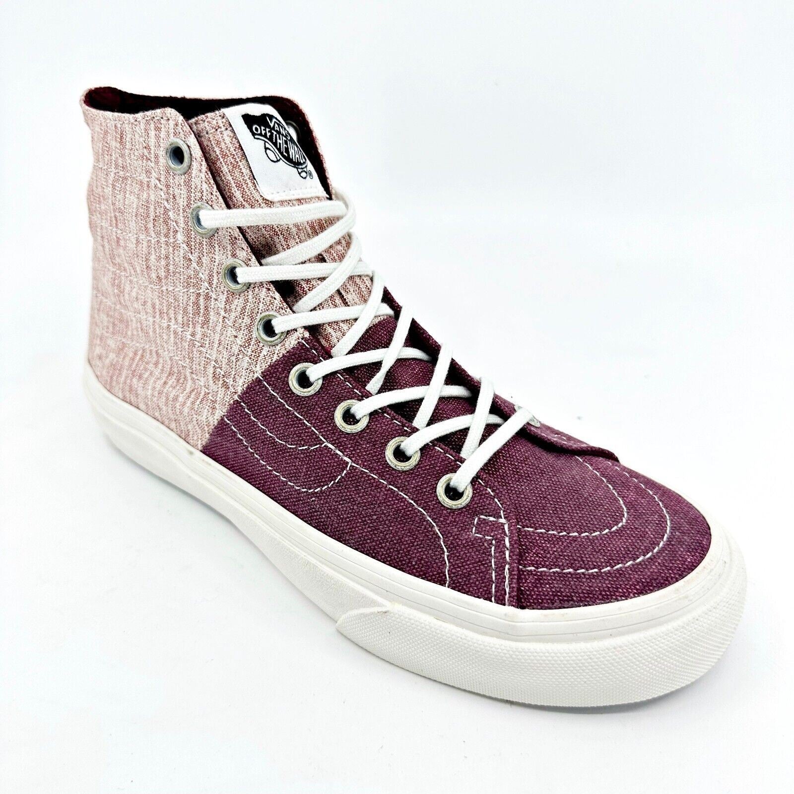 VANS Sk8 Hi Decon SPT (Stripes) Washed Burgundy Womens Size 6 Casual Sneakers