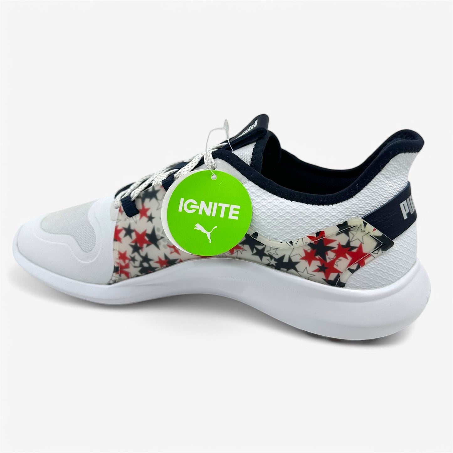 PUMA Ignite Fasten8 USA White High Risk Red Mens Waterproof Golf Shoes
