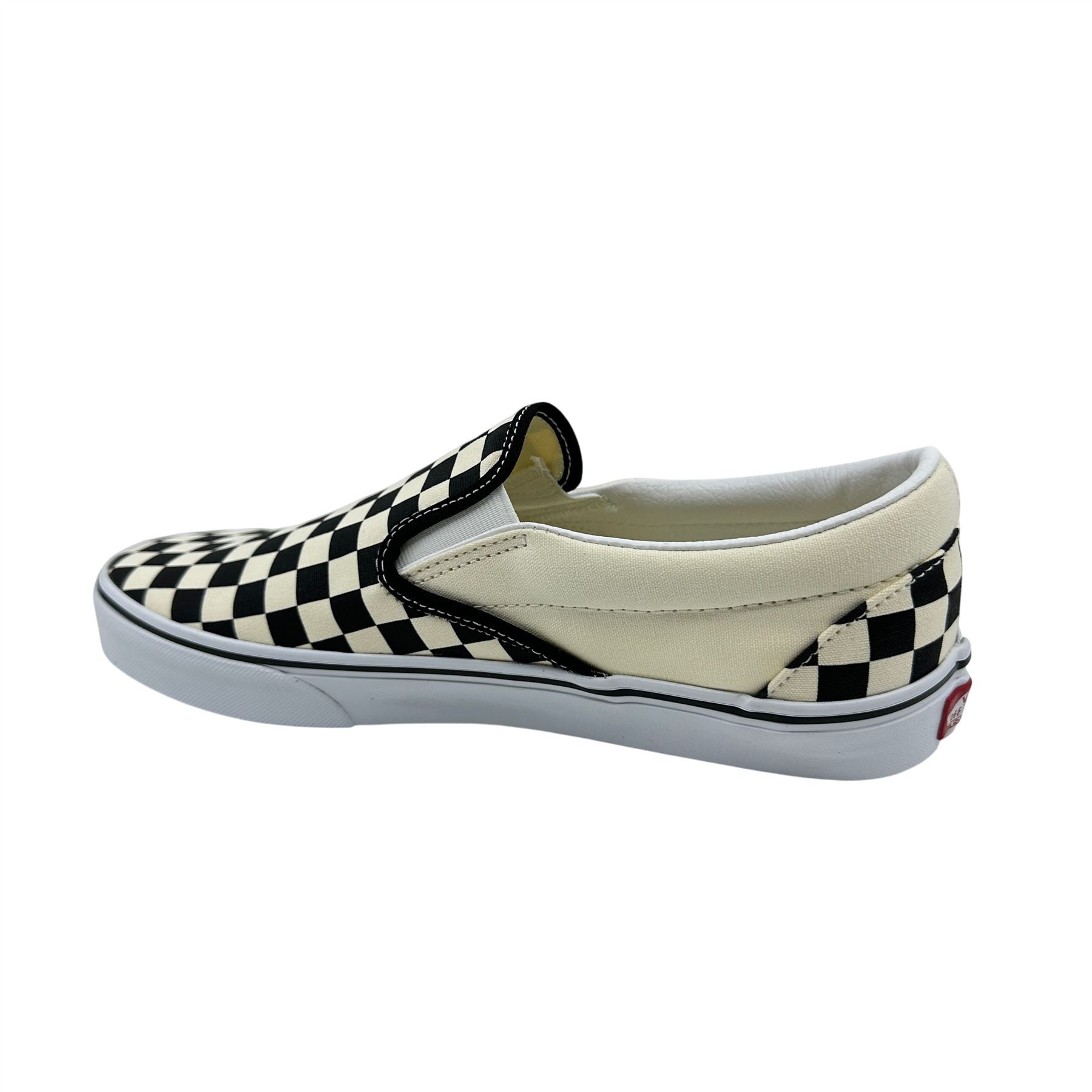 VANS Classic Slip On Checkerboard Black White Womens Wide Athletic Sneaker