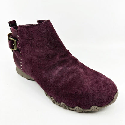 Skechers Bikers MC Embracing Burugndy Womens Wide Ankle Booties Shoes