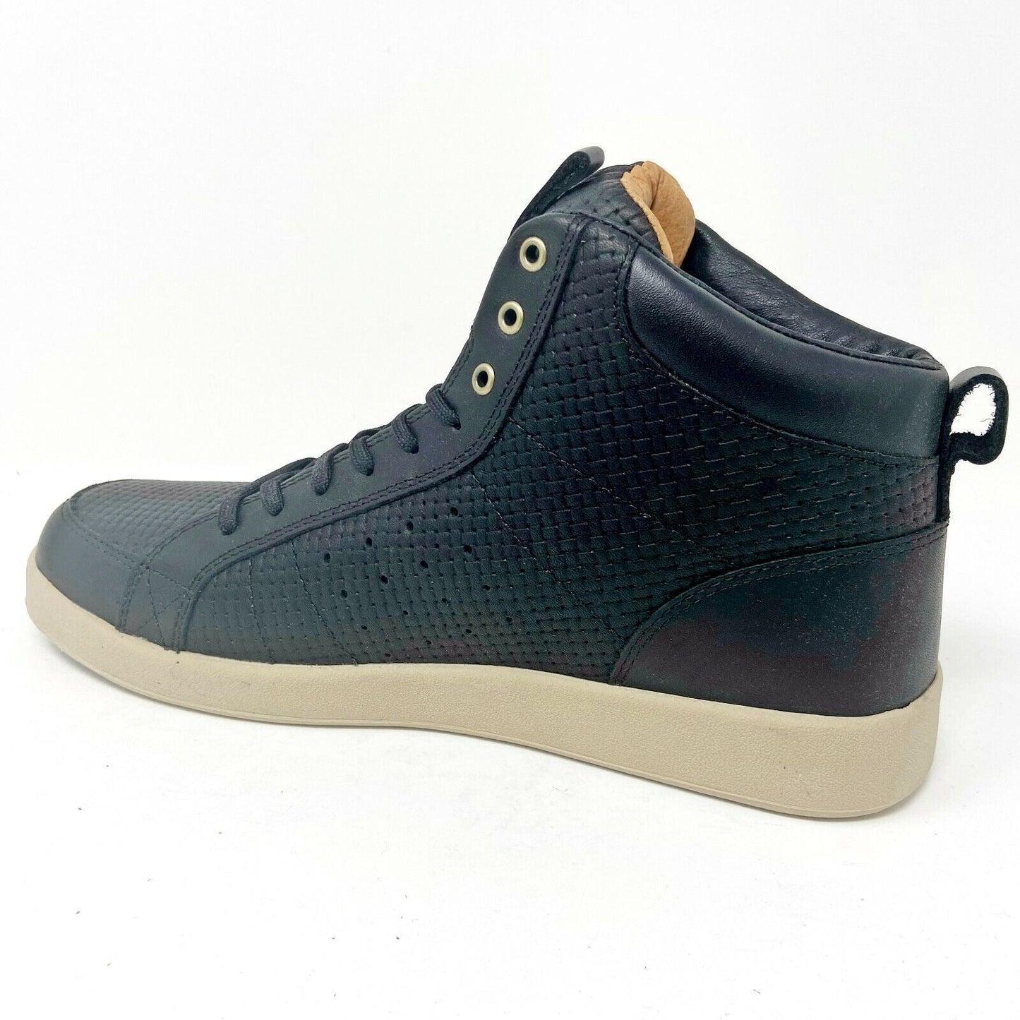Clae Russell Black Embossed Leather Mens Casual Sneakers