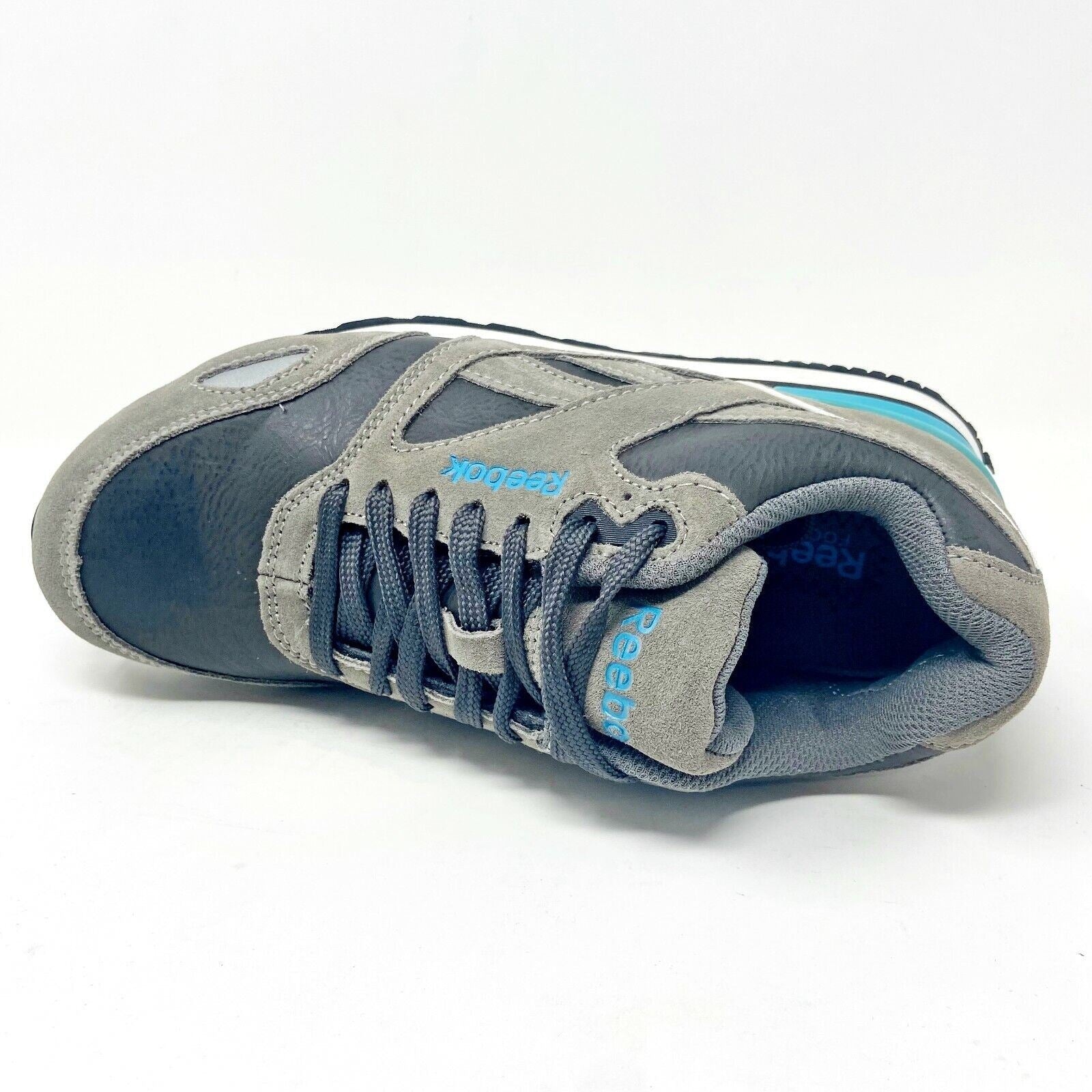 Reebok Work Prelaris Grey Blue Retro Womens Size 7.5 Wide Comp Toe Shoes SRB977
