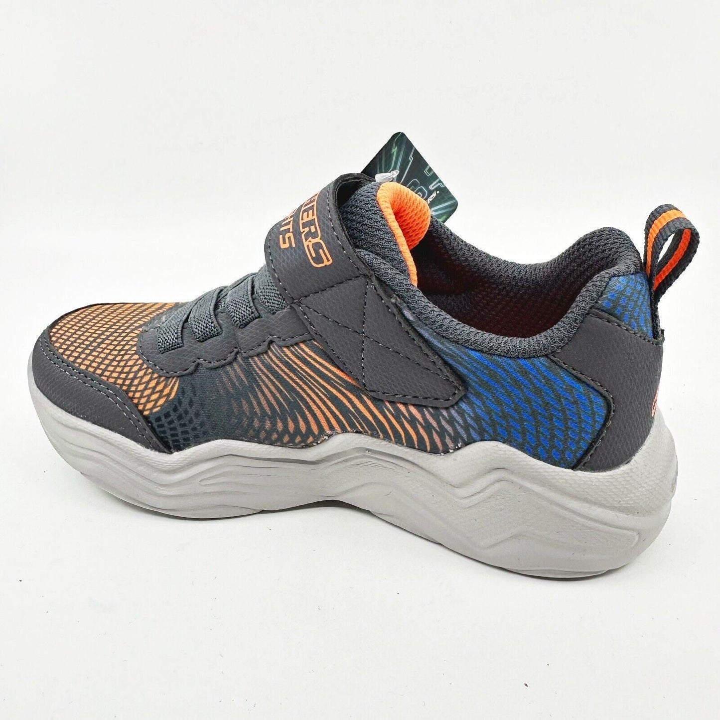 Skechers S Lights Erupters IV Charcoal Orange Kids Boys Size 11.5 Sneakers