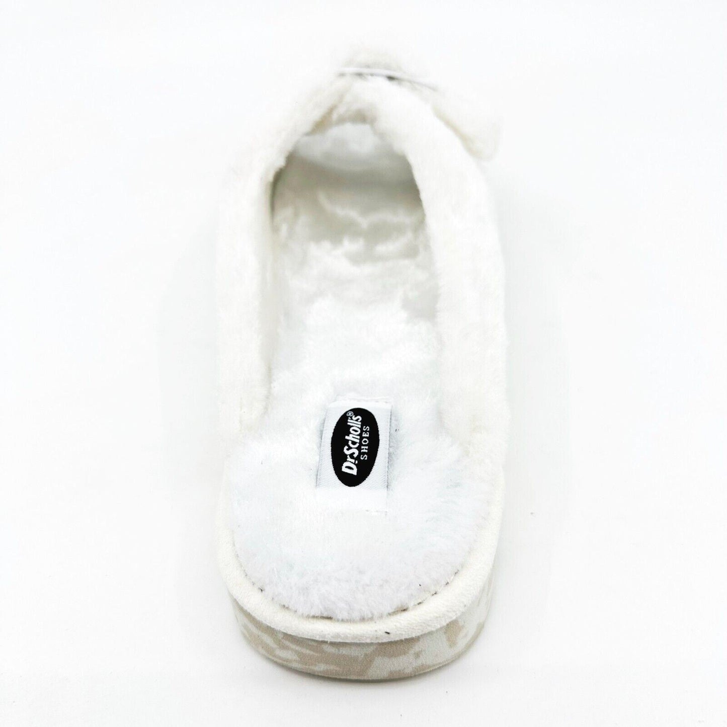 Dr Scholls Staycay OG Tofu White Faux Fur Womens Slippers Slide Sandals