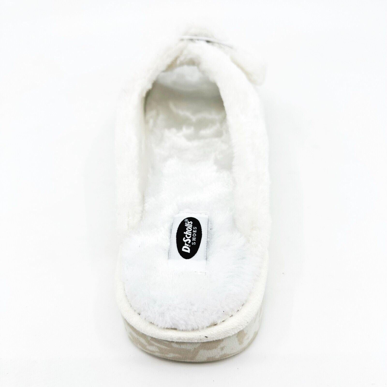 Dr Scholls Staycay OG Tofu White Faux Fur Womens Slippers Slide Sandals