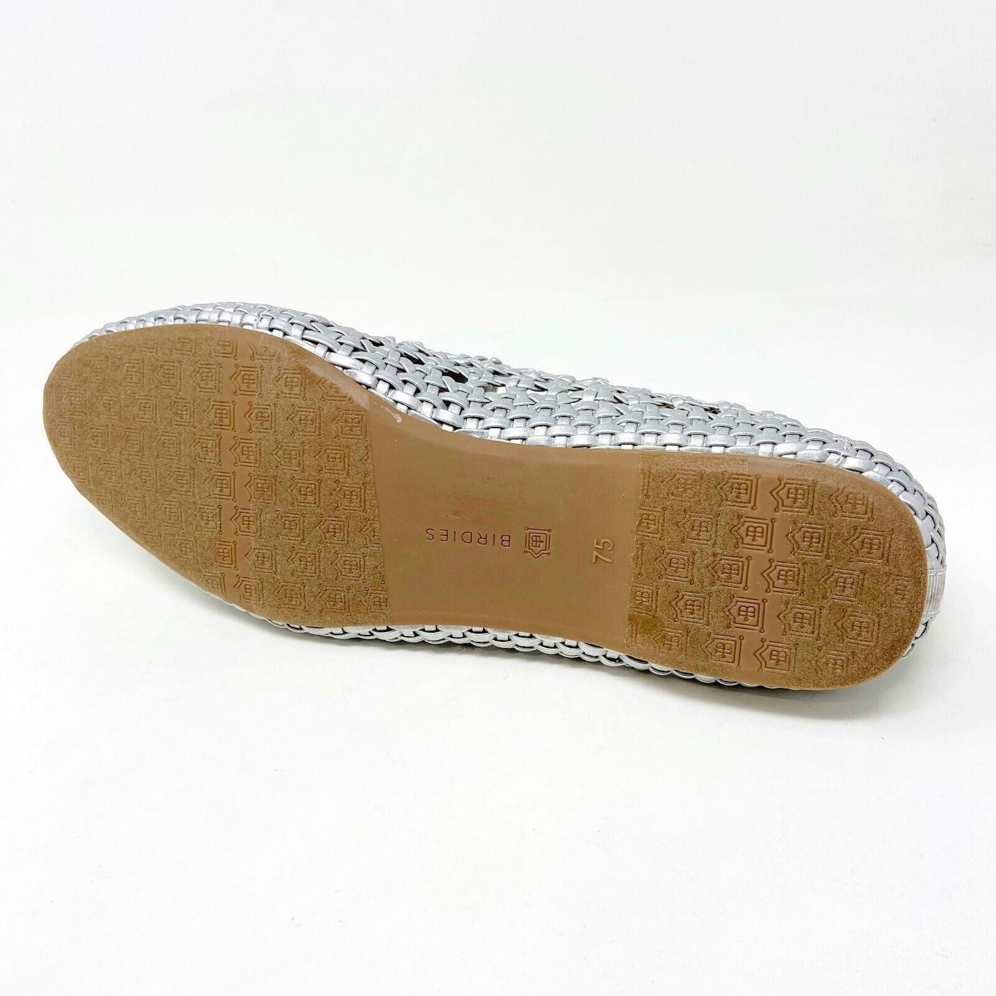 Birdies The Starling Silver Woven Womens Vegan Leather Slip On Flats Loafers