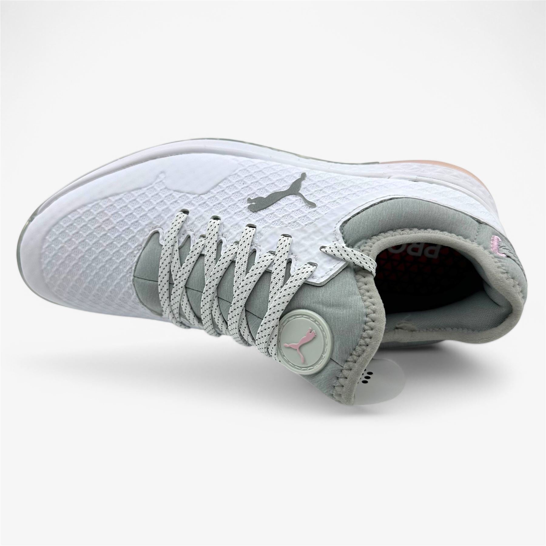 PUMA Proadapt Alphacat White Silver Pink Lady Womens Waterproof Golf Shoes