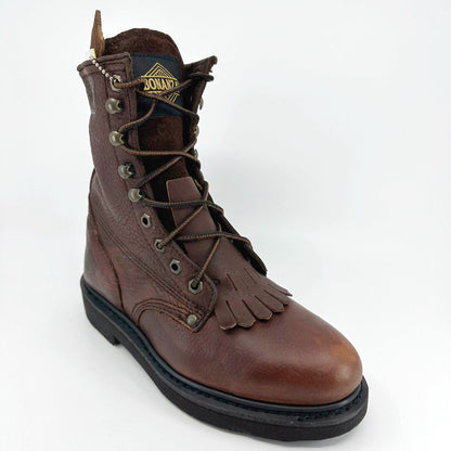 Bonanza 8" Kiltie Lacer Brown Oiled Leather Mens Steel Toe Work Boots BAT817