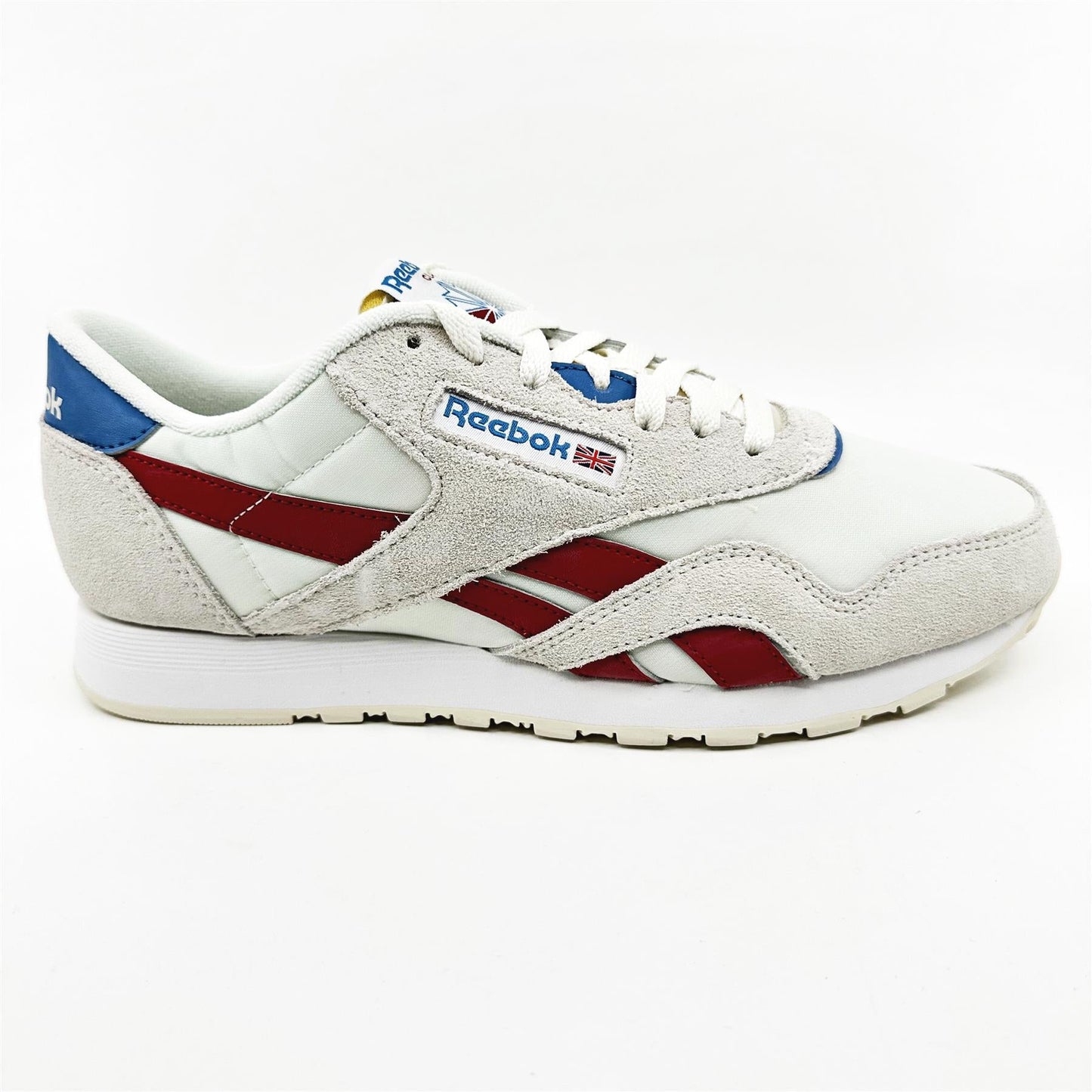 Reebok Classic Nylon Chalk Scarlet Cyan White Mens Athletic Sneaker