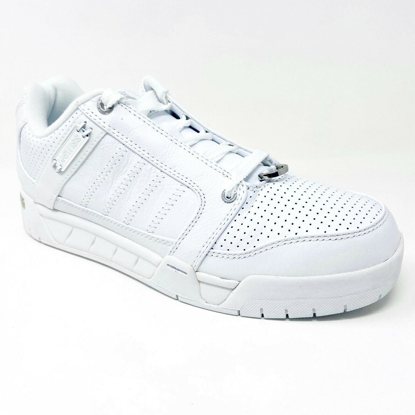 K-Swiss Talbert White Platinum Leather Mens  Retro Casual Sneakers 01763147