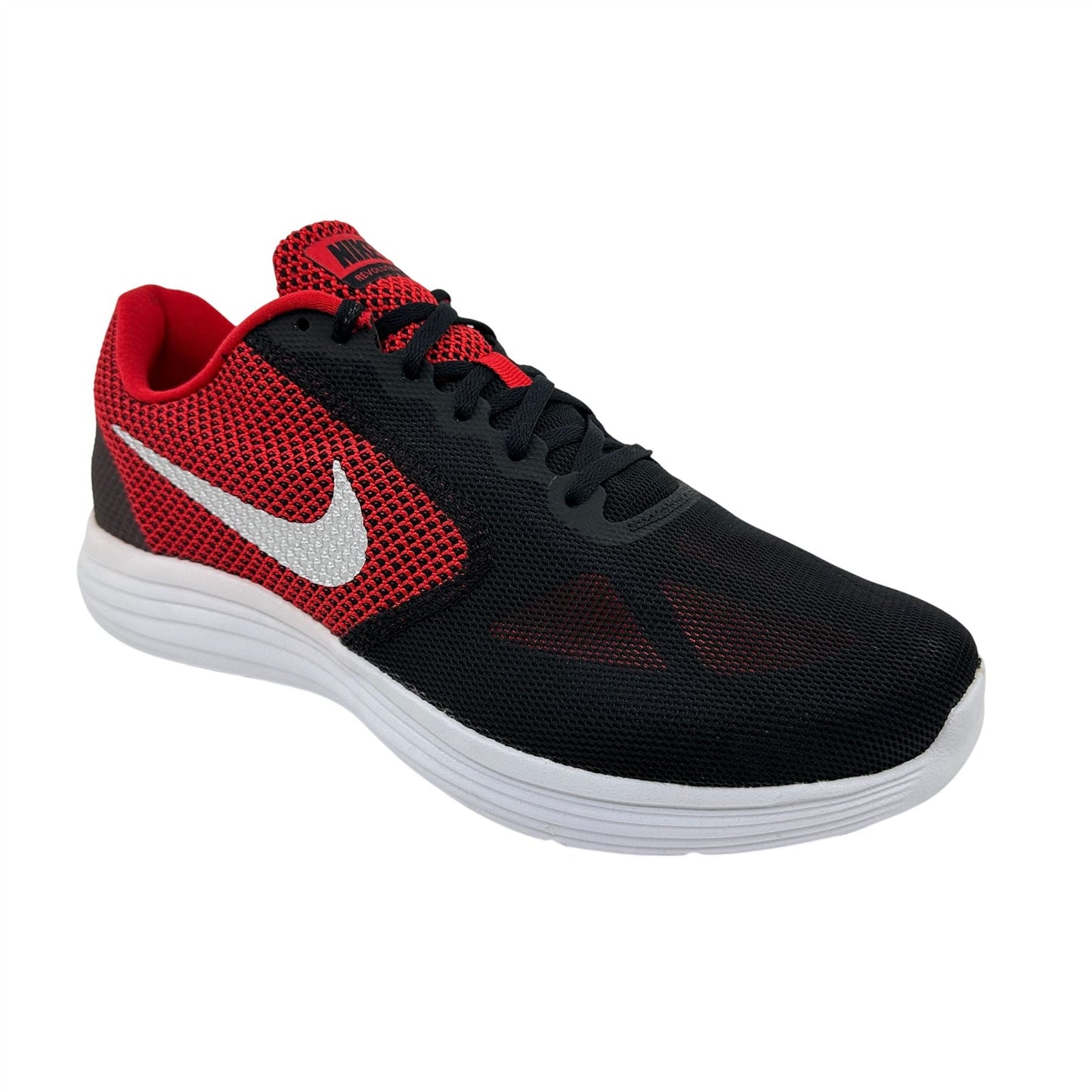 Nike Revolution 3 University Red Metallic Silver Mens Extra Wide Sneaker