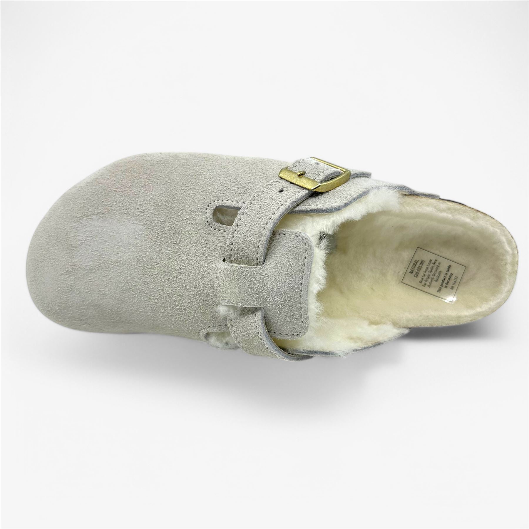 Birkenstock Boston VL Shearling Antique White Womens Casual Soft Footbead Clog