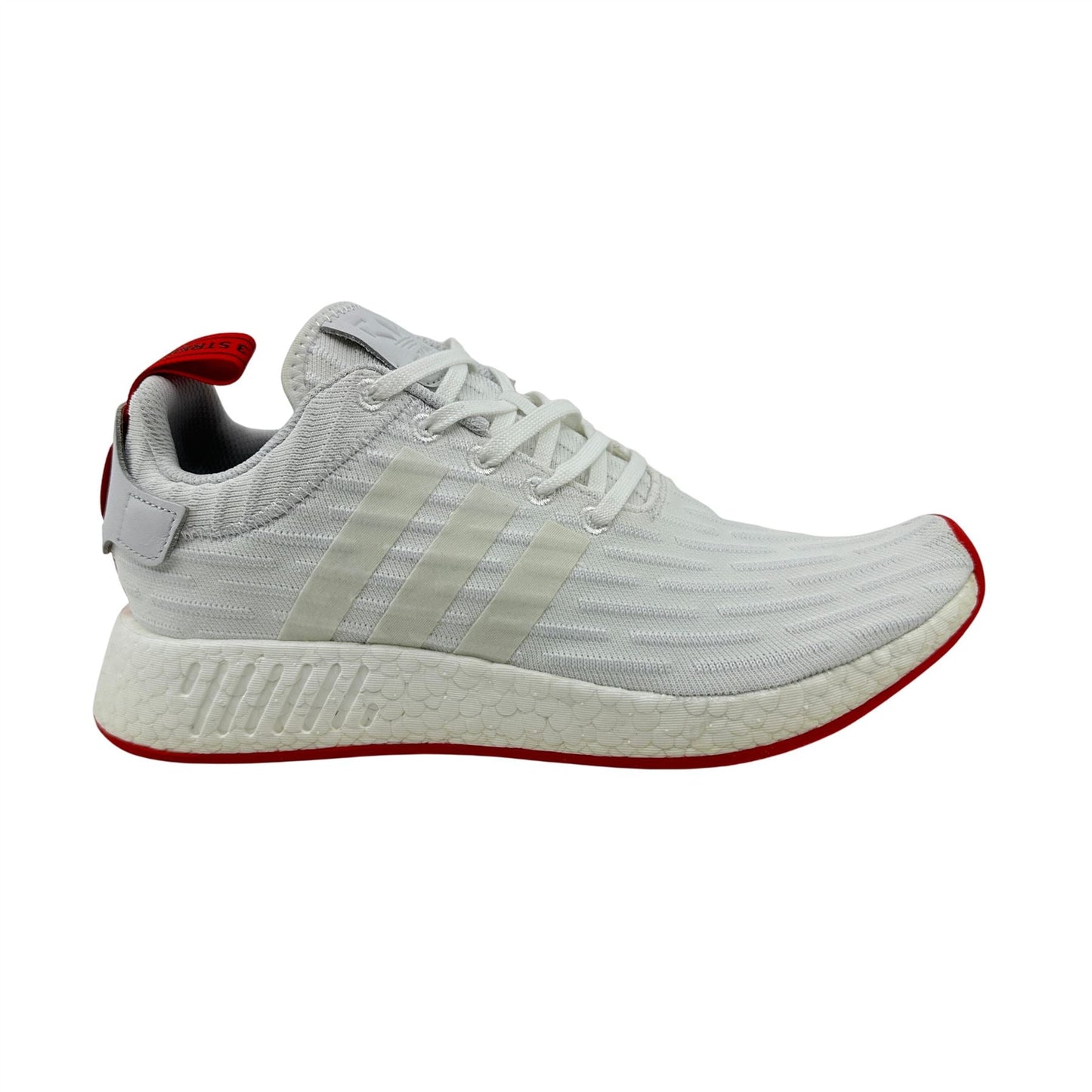 Adidas NMD R2 Primeknit White Core Red Mens Athletic Sneaker