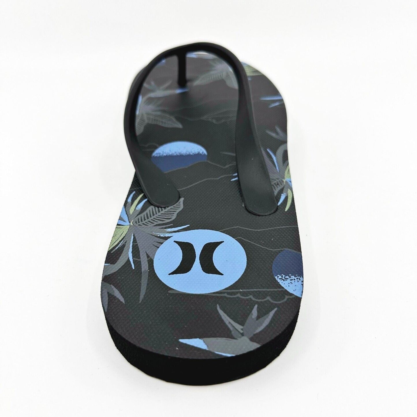 Hurley Mens Black Blue Logo Flip Flop Pool Beach Sandals