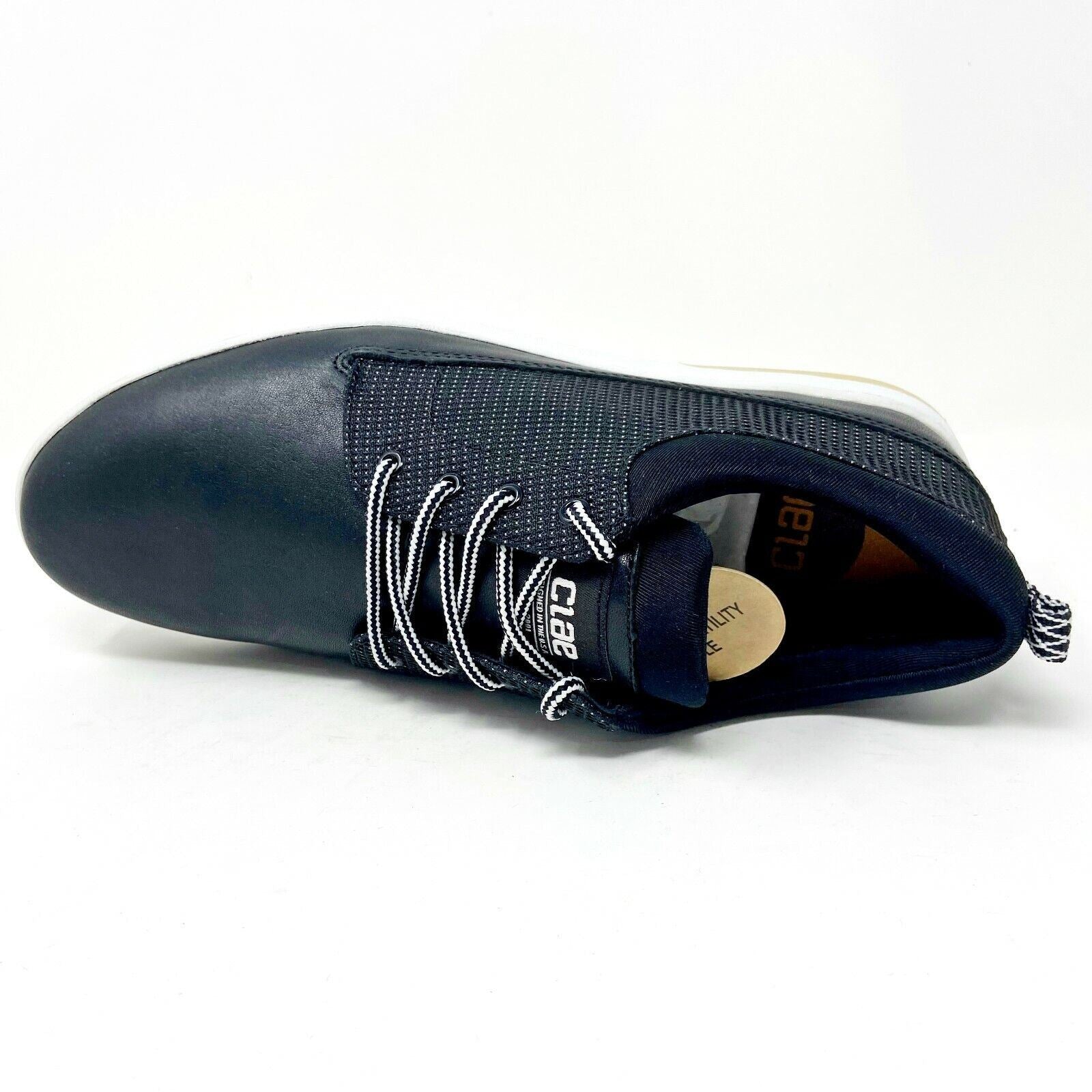 Clae Gordon Black Leather Nylon Canvas Mens Size 8 Premium Sneakers