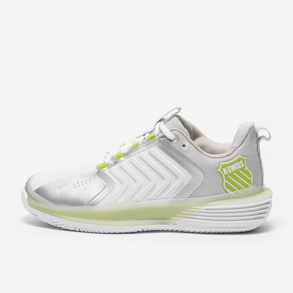 K-Swiss Womens Ultrashot 3 Tennis Shoes - White/Grey Violet/Lime Green