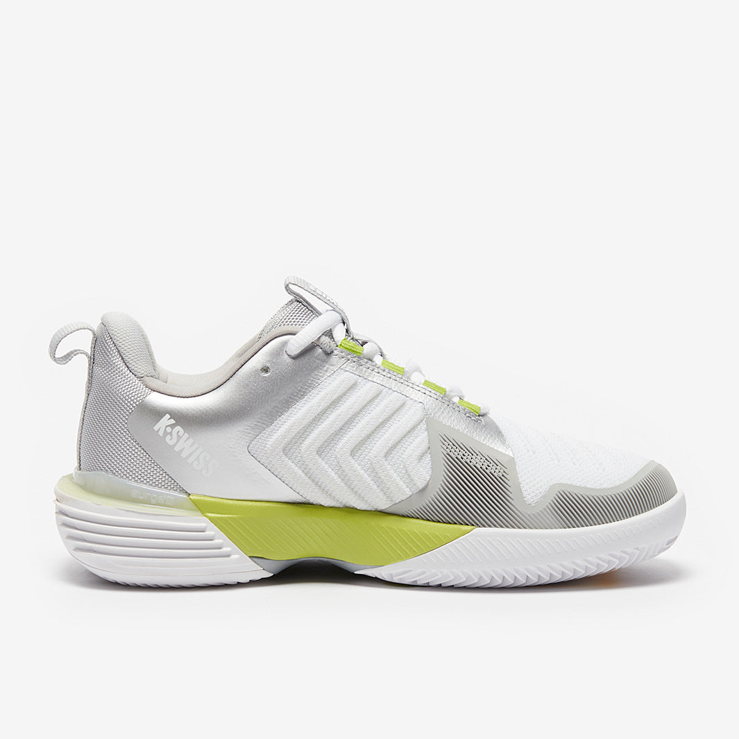 K-Swiss Womens Ultrashot 3 Tennis Shoes - White/Grey Violet/Lime Green