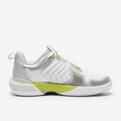 K-Swiss Womens Ultrashot 3 Tennis Shoes - White/Grey Violet/Lime Green