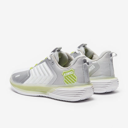 K-Swiss Womens Ultrashot 3 Tennis Shoes - White/Grey Violet/Lime Green