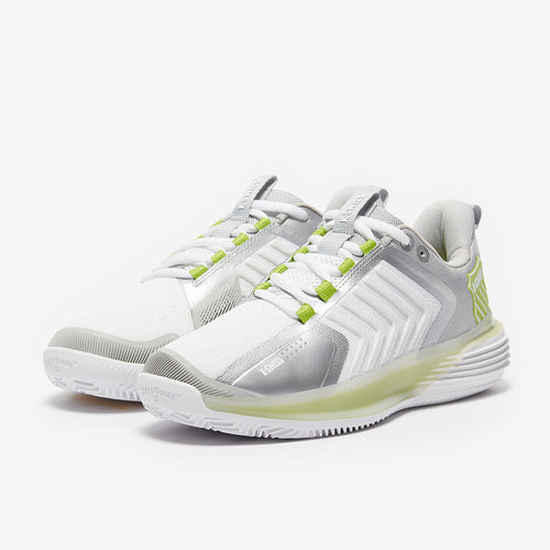 K-Swiss Womens Ultrashot 3 Tennis Shoes - White/Grey Violet/Lime Green