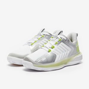 K-Swiss Womens Ultrashot 3 Tennis Shoes - White/Grey Violet/Lime Green