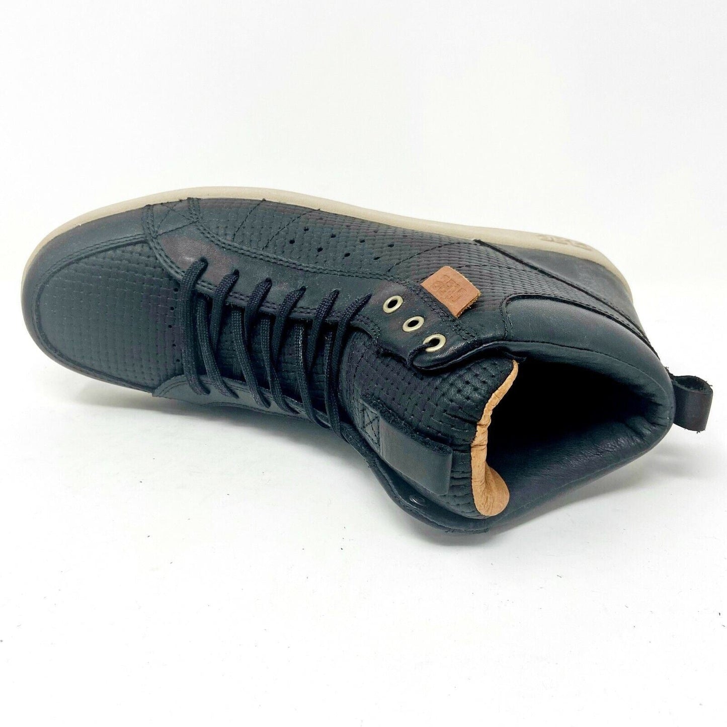 Clae Russell Black Embossed Leather Mens Casual Sneakers
