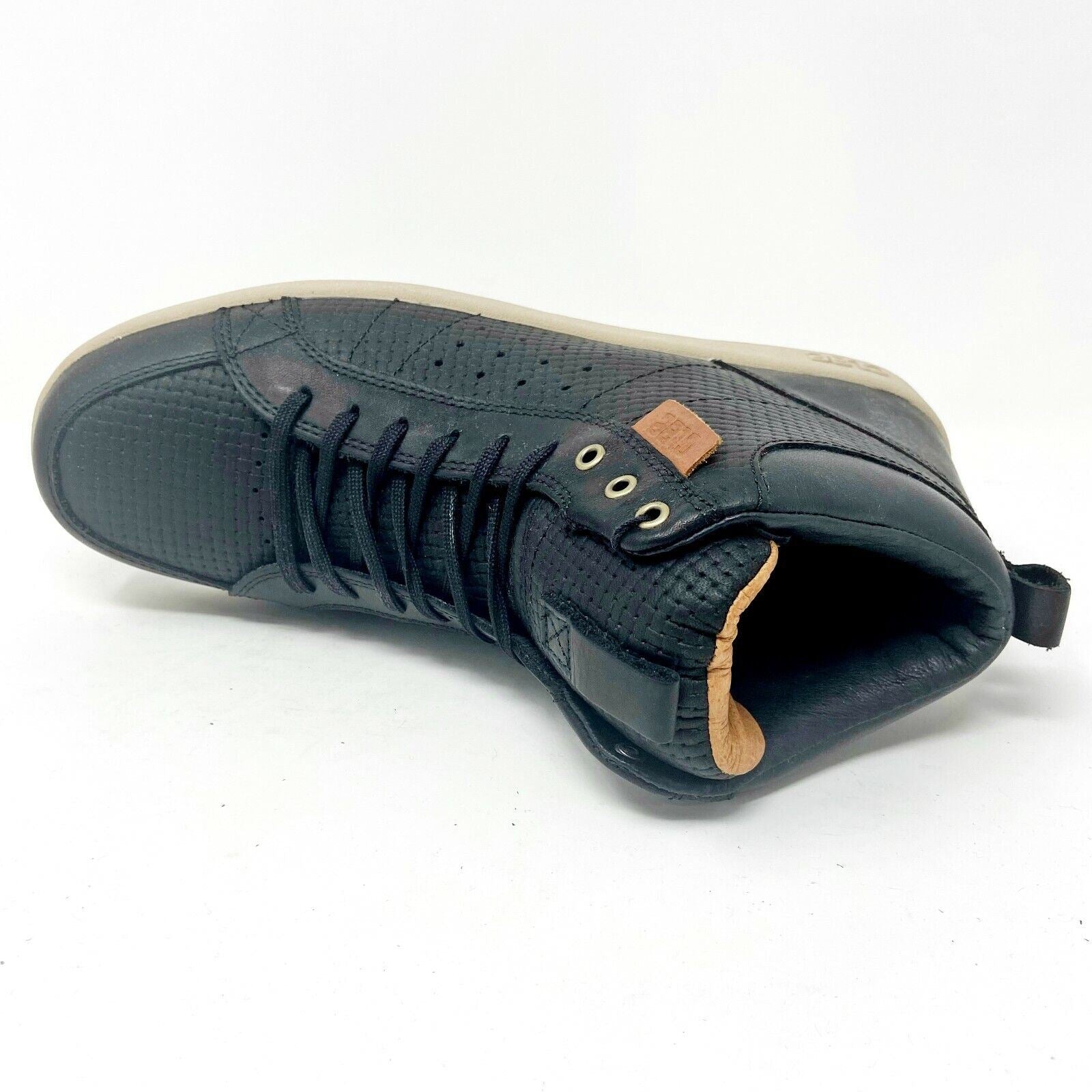 Clae Russell Black Embossed Leather Mens Casual Sneakers