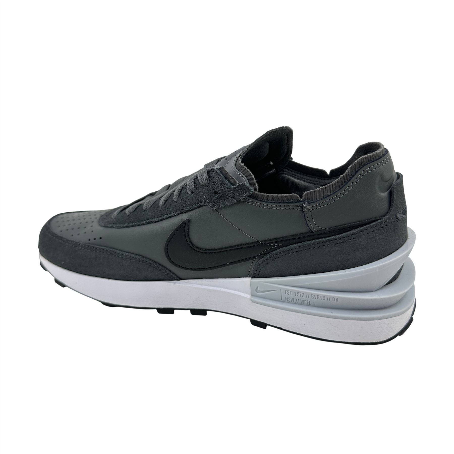 Nike Waffle One Leather Iron Grey Black Mens Athletic Sneaker