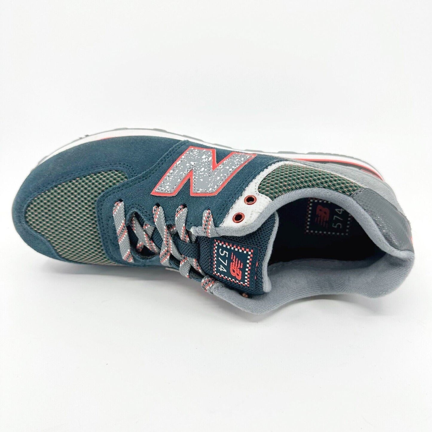 New Balance 574 Classics Navy Grey Red Suede Kids Running Sneakers KL57401G