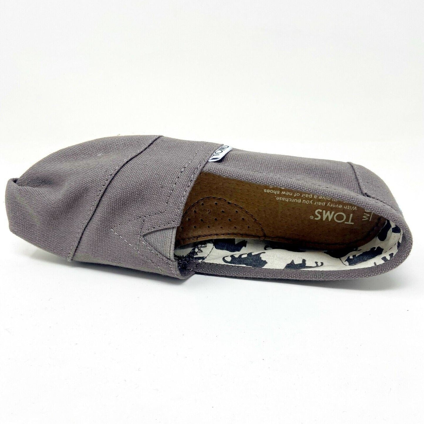 Toms Classics Ash Gray Womens Slip On Casual Canvas Flat Shoes