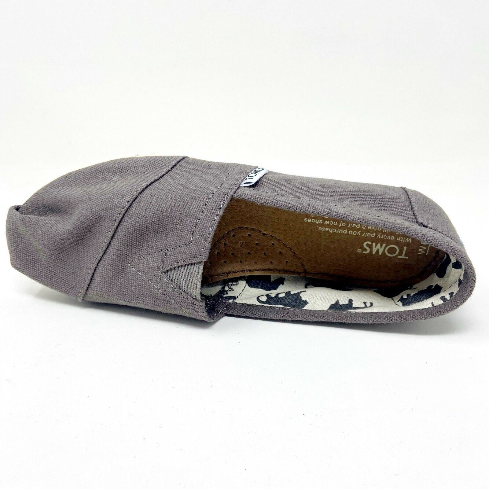 Toms Classics Ash Gray Womens Slip On Casual Canvas Flat Shoes